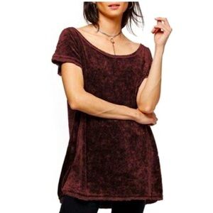 FREE PEOPLE DORAN Burgundy Velvet Top